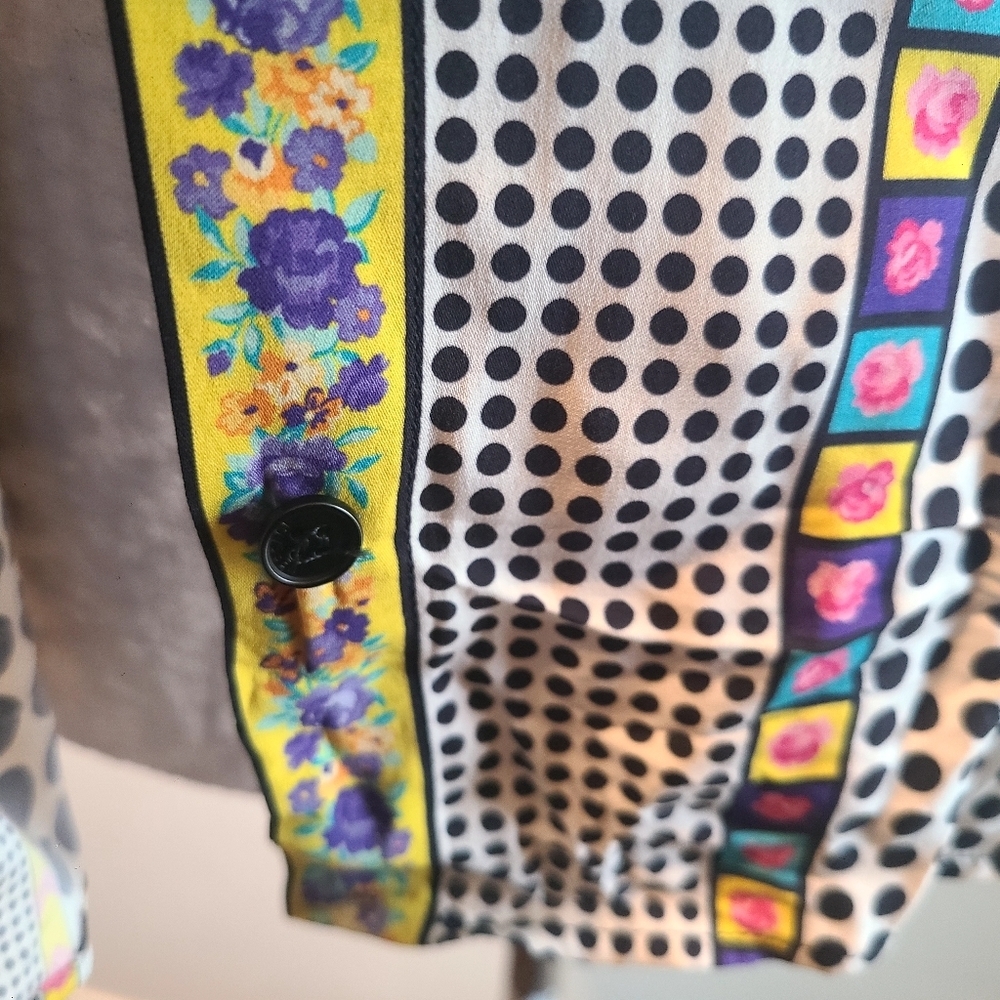 Versace Yellow and Black And White Pok A Dot Sleeveless Shirt 44 EU/US M - Picture 7 of 11